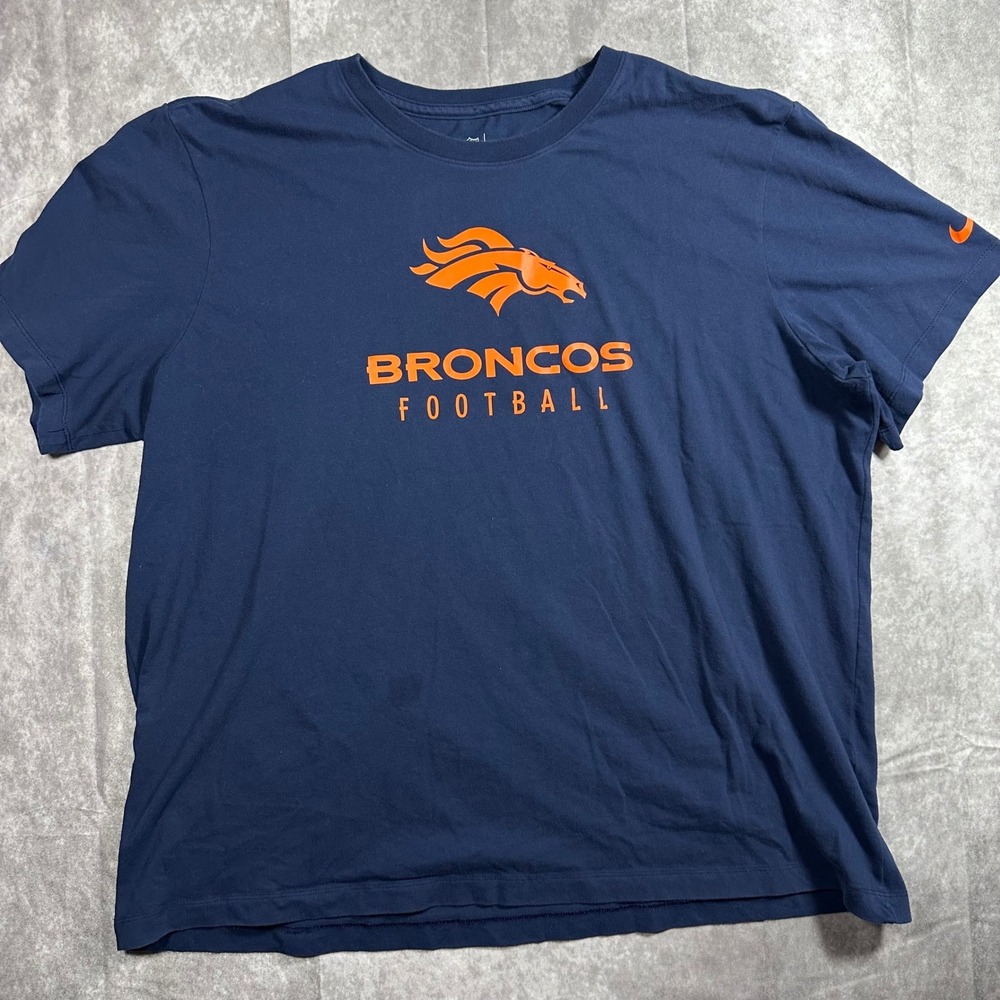 Nike Denver Broncos Dri-FIT Shirt Mens 3X Navy NFL Football Training Tee Graphic